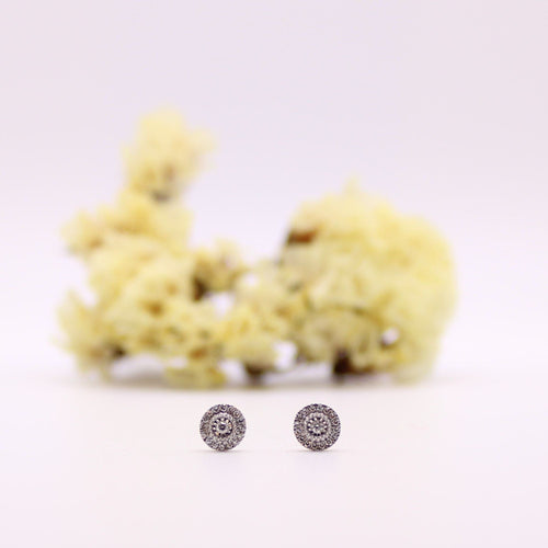 Boucles d'oreilles Boucles d'oreilles clous Or blanc 18 carats, pavage Diamants 58 Facettes