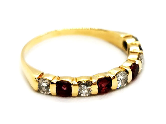 Bague 50 Bague Demi alliance Or jaune Rubis 58 Facettes 1733144CN