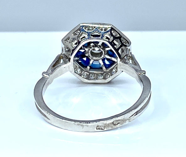 Bague 54 Bague Or blanc Saphirs et Diamants 58 Facettes AB220