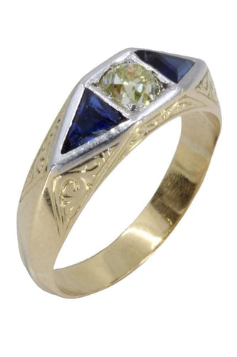 Bague BAGUE ART DÉCO SAPHIRS ET DIAMANTS 58 Facettes 059611