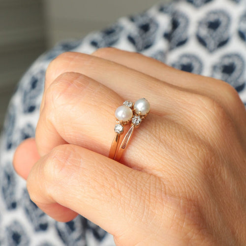 Bague 53 Bague Toi & Moi perles 58 Facettes P6L4