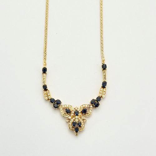 Colliers Collier Or jaune Diamants Saphir 58 Facettes