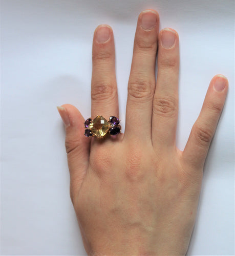 Bague Bague Papillon citrine, améthystes, diamants 58 Facettes 469