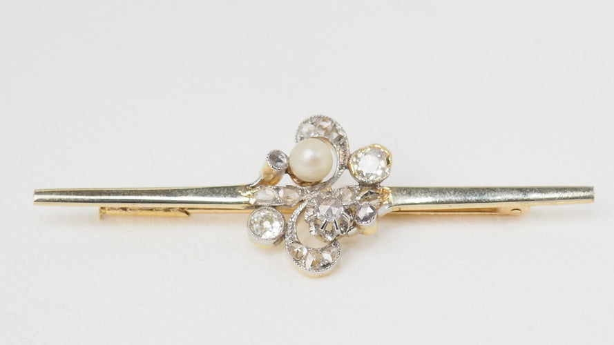 Broche Broche barrette Or Diamants Perles 58 Facettes 28027