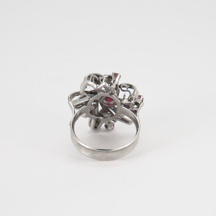 Bague BAGUE or blanc, Diamants Rubis 58 Facettes