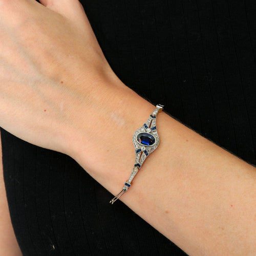 Bracelet Beau bracelet époque 1900, diamants et saphirs 58 Facettes