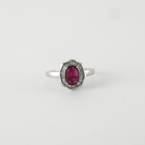 Bague 54 Bague style Marguerite Rubis Diamants 58 Facettes