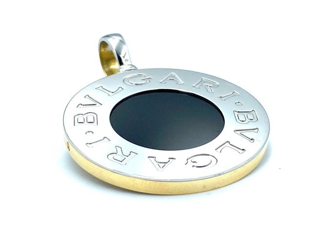 Pendentif BVLGARI - Pendentif Vintage Double Face or, acier, onyx et nacre 58 Facettes