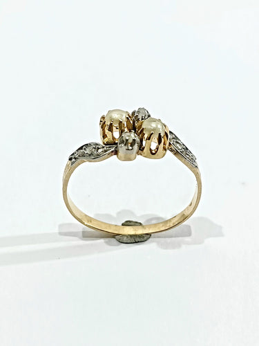 Bague 52.5 Bague Toi Et Moi Or Diamants Et Perles 58 Facettes 2308/1