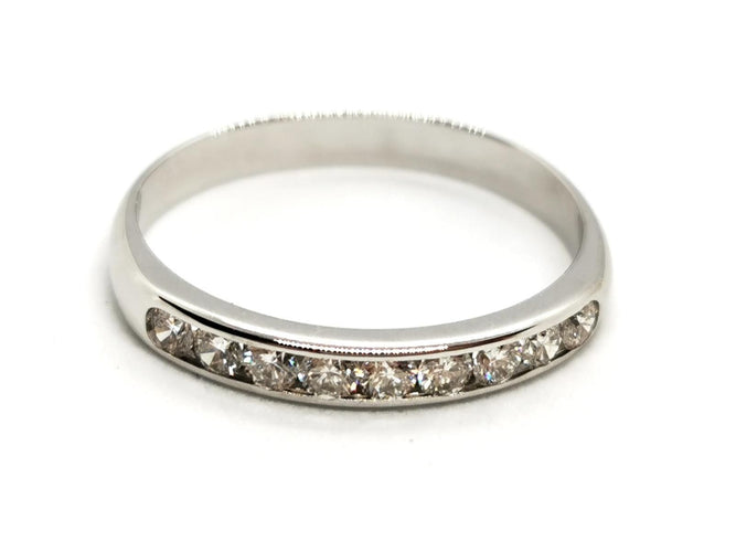 Bague 52 Bague Demi alliance Or blanc Diamant 58 Facettes 1589321CN