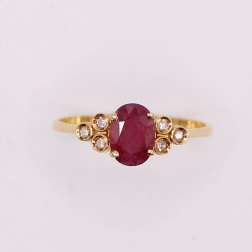 Bague Bague moderne or jaune et rubis, diamants 58 Facettes