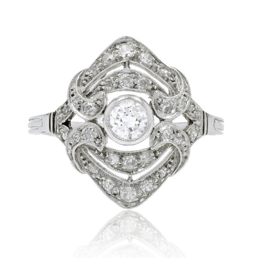 Bague 54 Bague diamants or blanc style art déco 58 Facettes 22-427