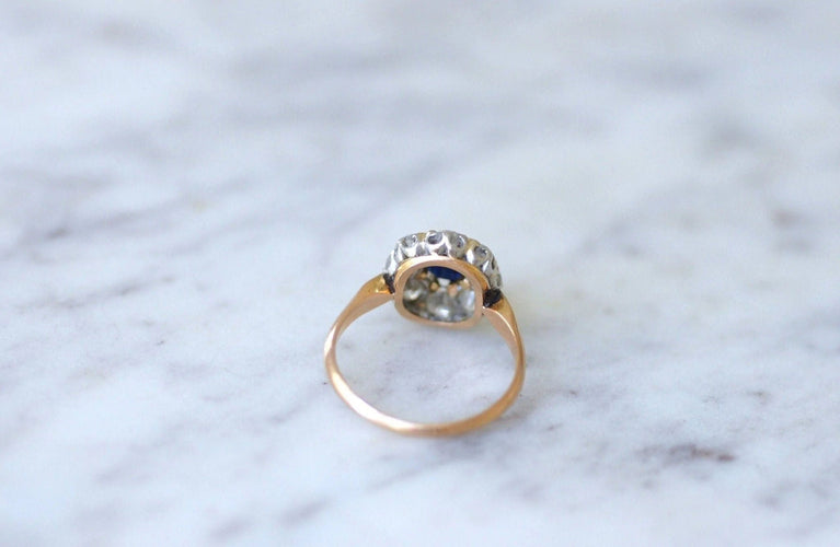 Bague Bague marguerite saphir entourage diamants 58 Facettes