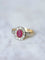 Bague de fiançailles rubis entourage diamants 58 Facettes