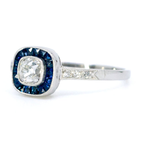 Bague 55 Bague Diamants, Saphirs, Platine 58 Facettes 199DDC4C89774037BD5CF803F84E6415