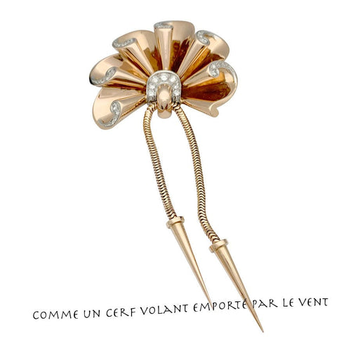 Broche Broche vintage or rose, platine et diamants. 58 Facettes 32115