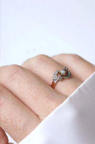 Bague Bague Toi et Moi perle et diamants 58 Facettes