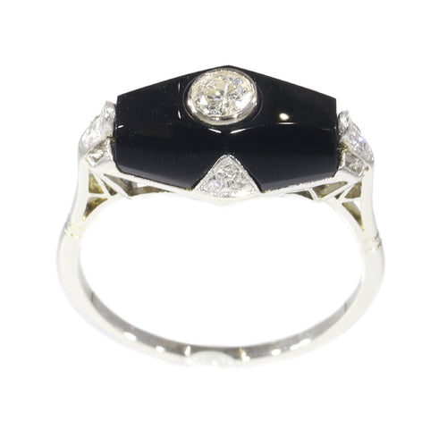 Bague 54 Bague Art Déco diamant et onyx 58 Facettes 19324-0206