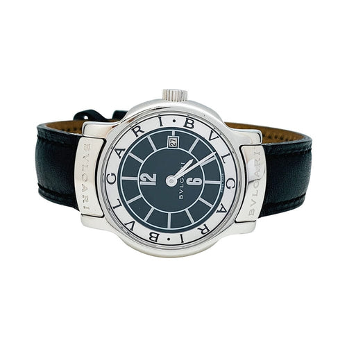 Montre Montre Bulgari "Solotempo" en acier, cuir. 58 Facettes 31044