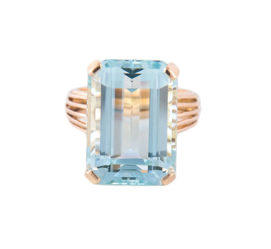 Bague BAGUE "SOUVERAINE" OR JAUNE & AIGUE-MARINE 58 Facettes BO/220116