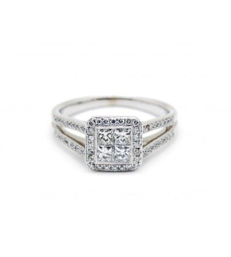 Bague 57 / Blanc/Gris / Or 750 Bague Solitaire diamants 58 Facettes 160174R