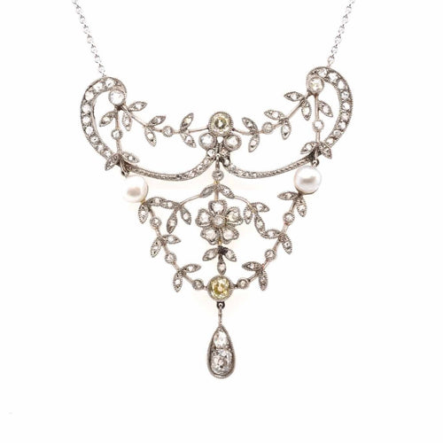 Pendentif Pendentif Belle Epoque diamants et perles fines 58 Facettes 24890