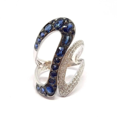 Bague Bague cocktail saphirs diamants or blanc 58 Facettes