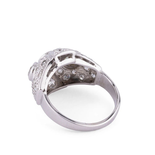 Bague Bague dôme en platine, diamants 58 Facettes 1