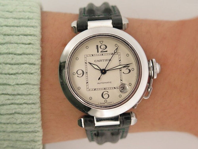 Montre montre CARTIER pasha 35 mm automatique en acier palladie 58 Facettes 257653
