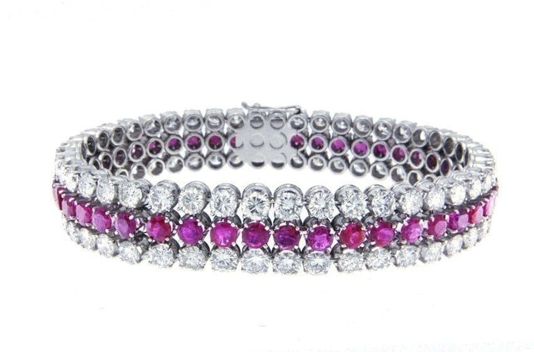 Bracelet Bracelet or blanc diamants rubis 58 Facettes 62100042