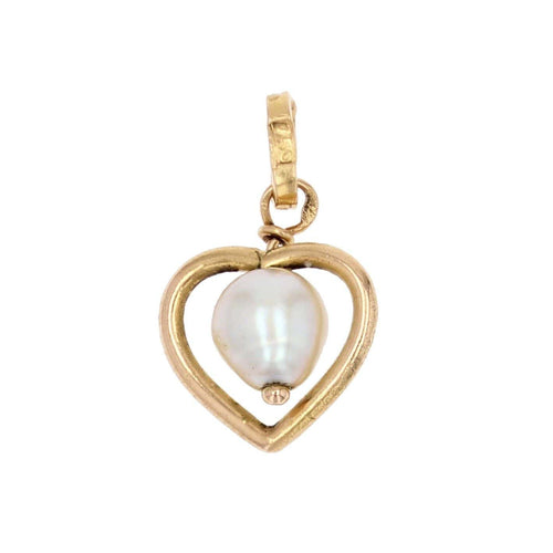 Pendentif Pendentif or jaune coeur et perle baroque 58 Facettes CVP55