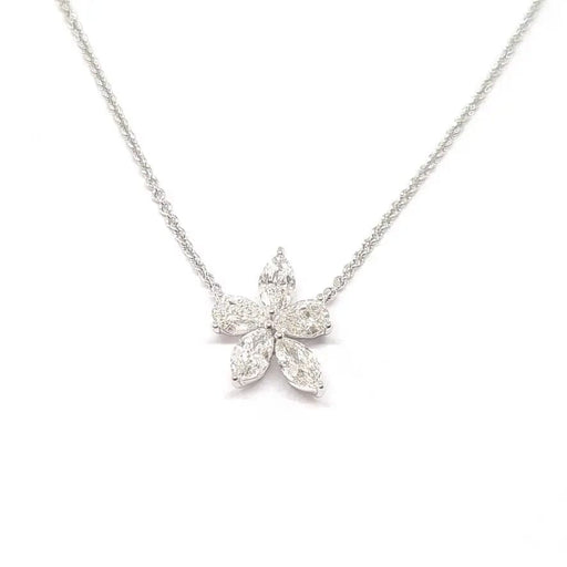 Collier Collier fleur de diamants or blanc 58 Facettes