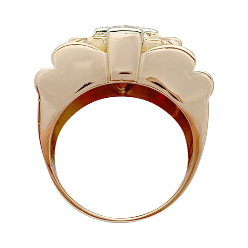 Bague 51 Bague Tank en or rose, platine, diamants et rubis. 58 Facettes 32052