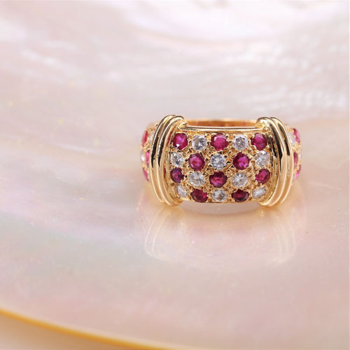 Bague 48 Bague jonc pavée de rubis et diamants 58 Facettes 23-137