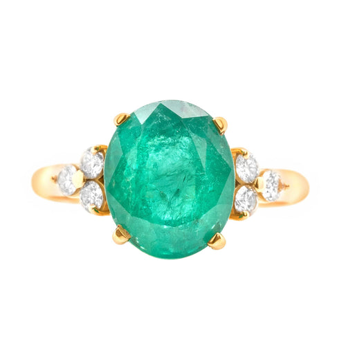 Bague 55 Bague Or Jaune, Emeraude et Diamants 58 Facettes 61600013