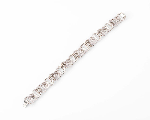 Bracelet bracelet or gris et platine au motifs octogonaux 58 Facettes