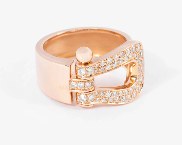 Bague Bague Fred "Force 10" Or Rose, pavée de diamants 58 Facettes
