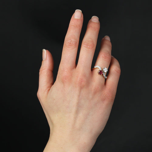 Bague 61 Bague toi et moi diamants et rubis 58 Facettes 24-001