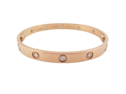 Bracelet bracelet CARTIER love 17 cm en or rose 18k 10 diamants 0.96 ct 58 Facettes 253427