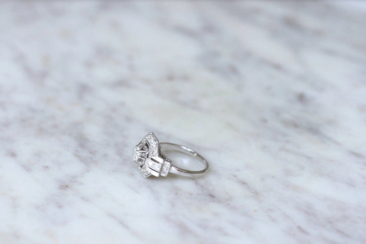 Bague Bague Art Déco, Or, Platine et Diamants 58 Facettes