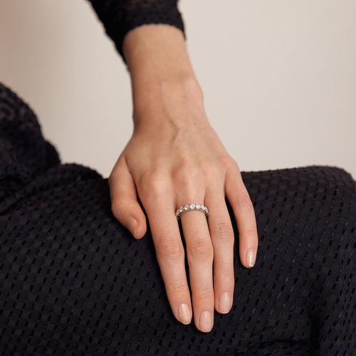 Bague Alliance tour complet en or gris, diamants 58 Facettes