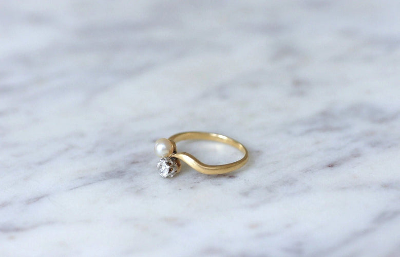 Bague Bague Toi et Moi perle et diamant 58 Facettes