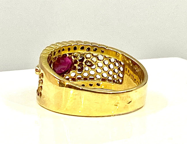 Bague 54 Bague Or jaune Rubis Diamants 58 Facettes AB227