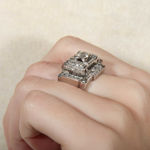 Bague 50 Bague Tank Platine Diamants 58 Facettes 8318