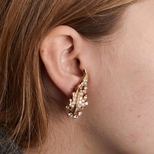 Boucles d'oreilles Clips d'oreilles feuillages Diamants et or jaune 58 Facettes