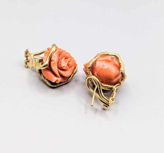 Boucles d'oreilles Boucles d'oreilles roses en corail et or 58 Facettes