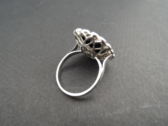 Bague 50 Bague Marguerite Art Déco Platine, Saphir Et Diamants 58 Facettes 343012