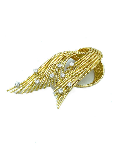 Broche Broche Vintage vers 1960 or jaune et diamants 58 Facettes