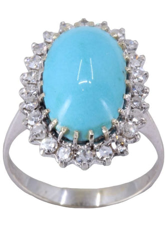 Bague 53 MARQUISE TURQUOISE ET DIAMANTS 58 Facettes 076861