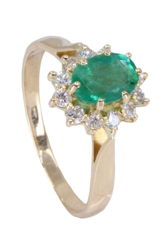 Bague 56 BAGUE POMPADOUR ÉMERAUDE DIAMANTS 58 Facettes 075201